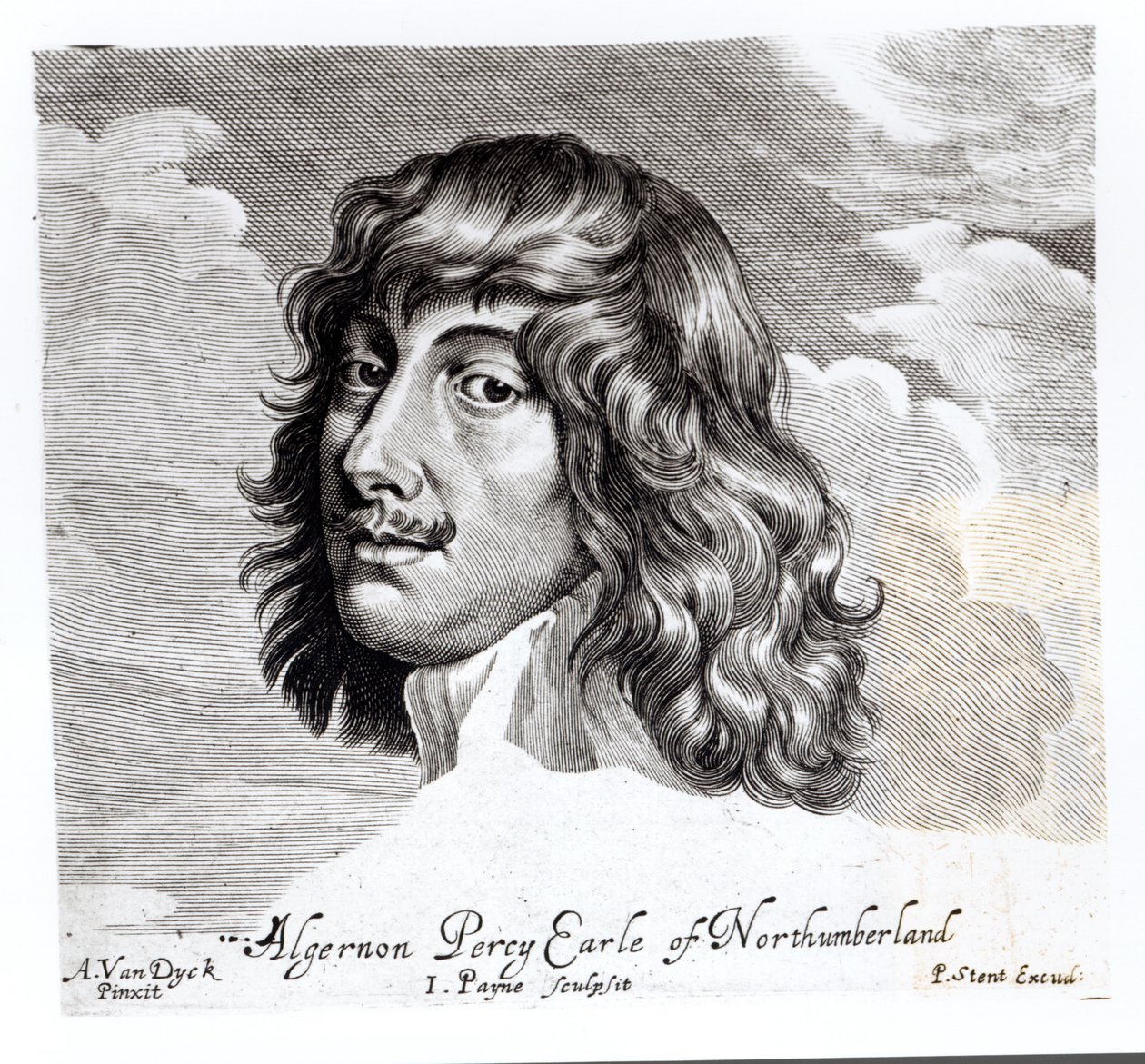 Portræt af Algernon Percy, tiende jarl af Northumberland (1602-1668), indgraveret af John Payne (fl. 1608-48) af Anthony van Dyck