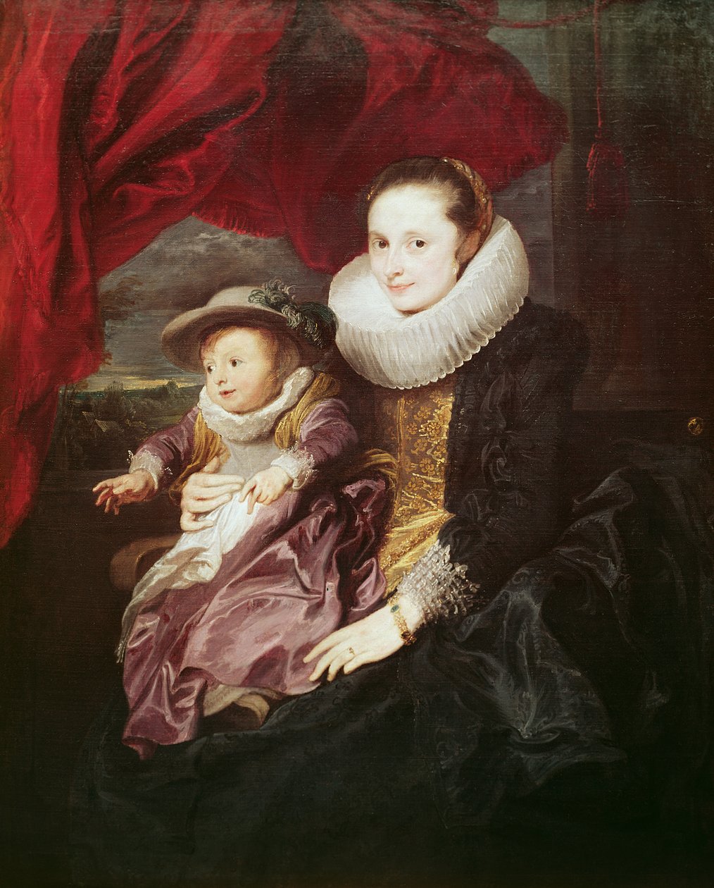 Portræt af en kvinde og et barn af Anthony van Dyck