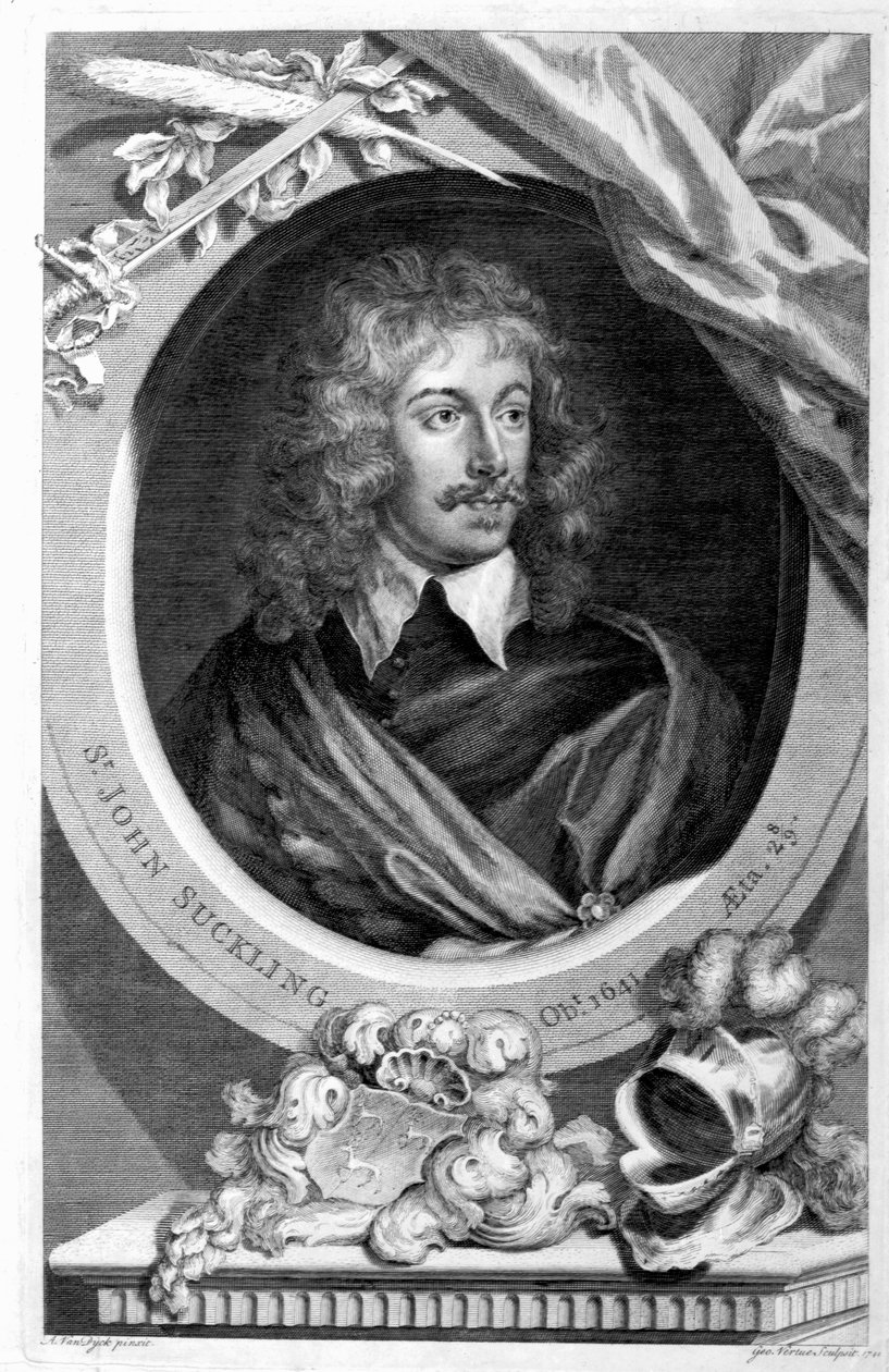 Sir John Suckling, graveret af George Vertue, 1744 af Anthony van Dyck