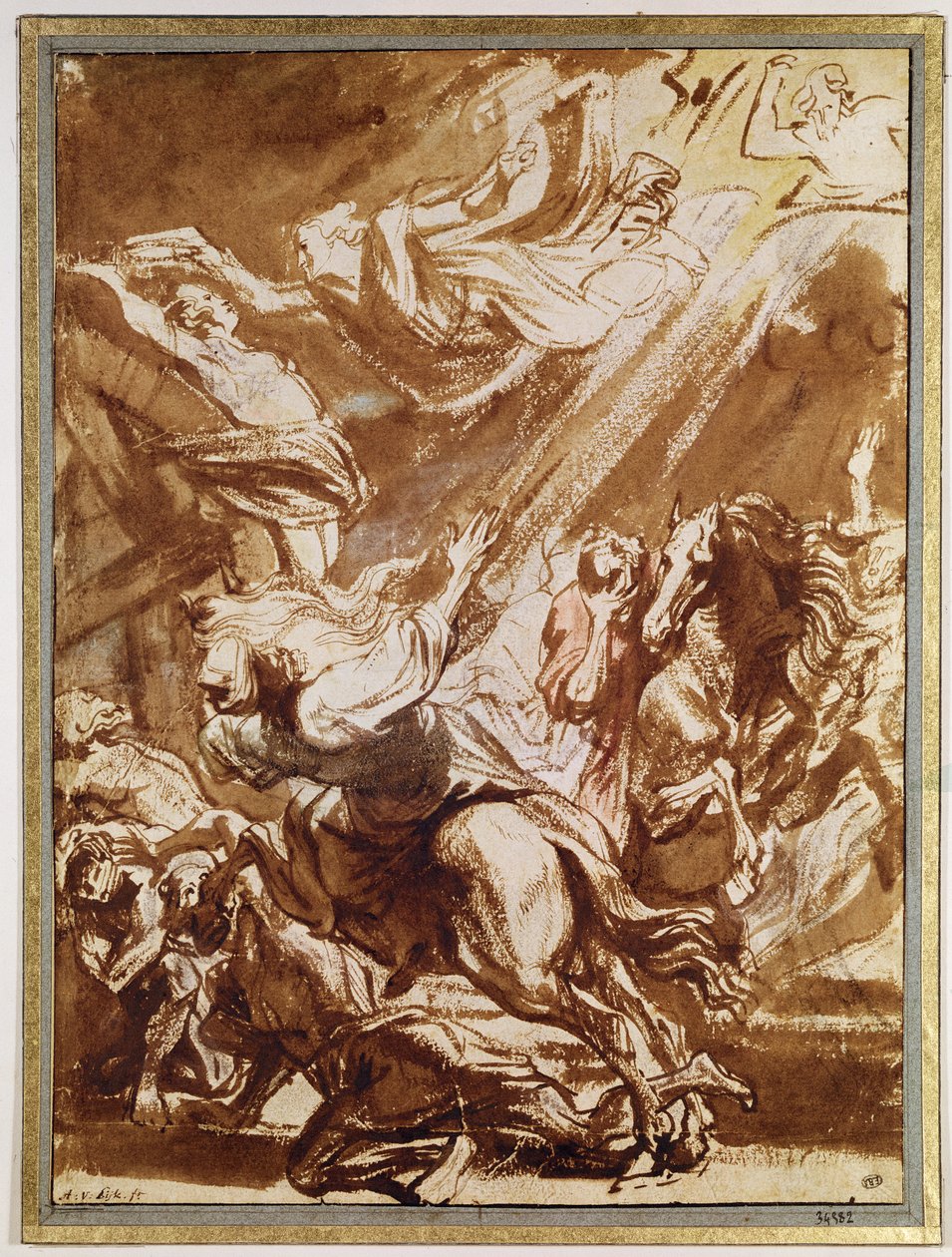 Sankt Katarinas martyrium (pen og vask) af Anthony van Dyck