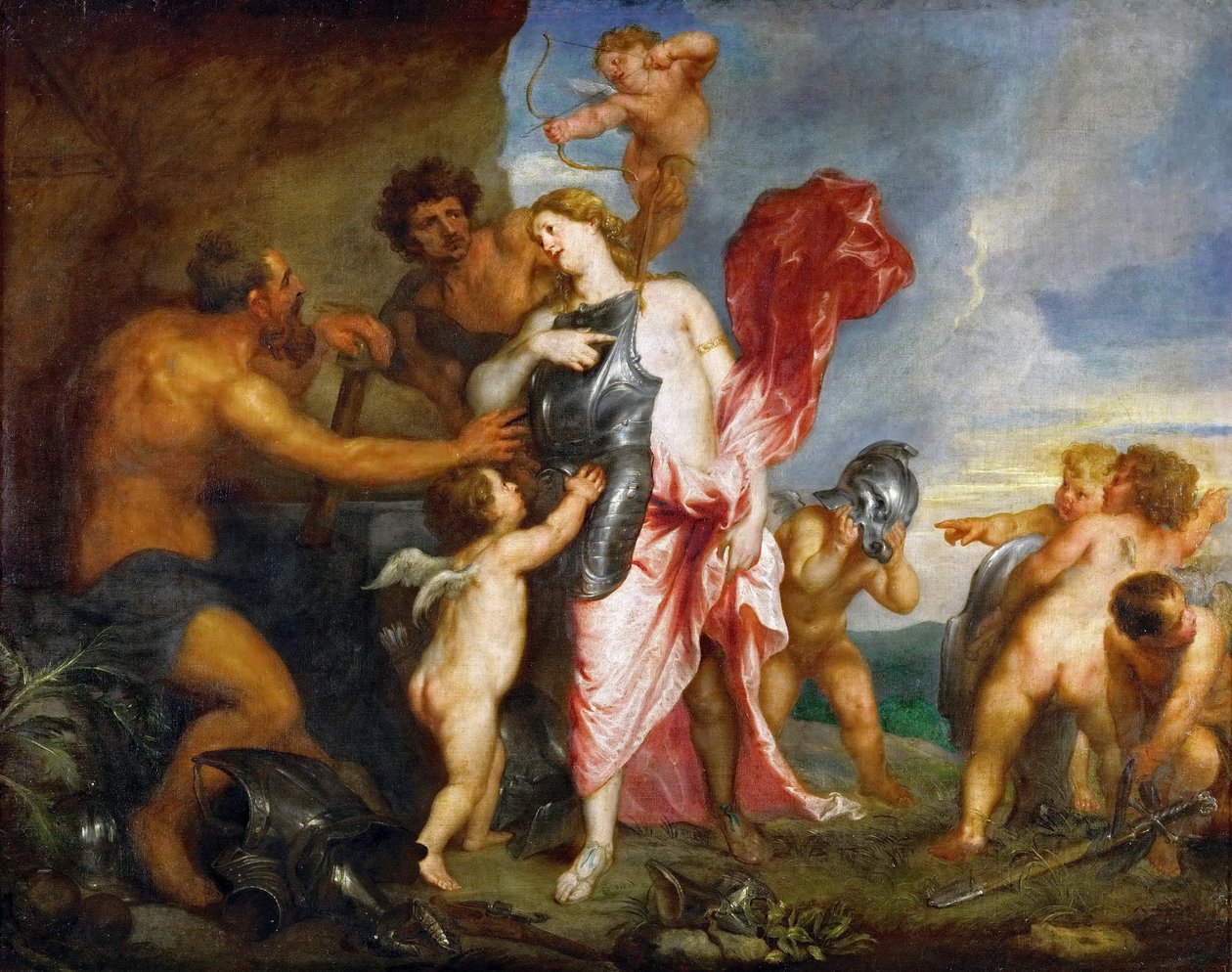 Thetis modtager våbnene til Achilles fra Hephaestus af Anthony van Dyck