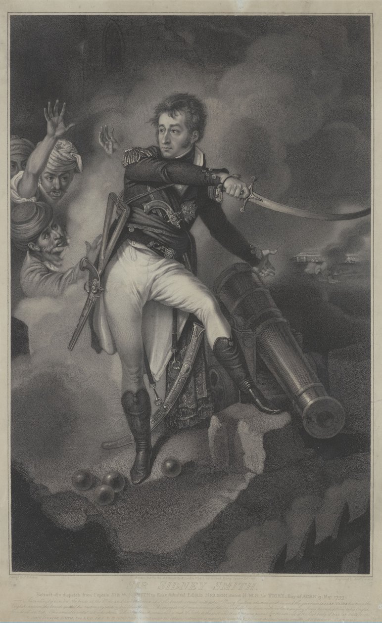 Portræt af Sir Sidney Smith, britisk admiral, på Acre (1764-1840) af Anthony Cardon