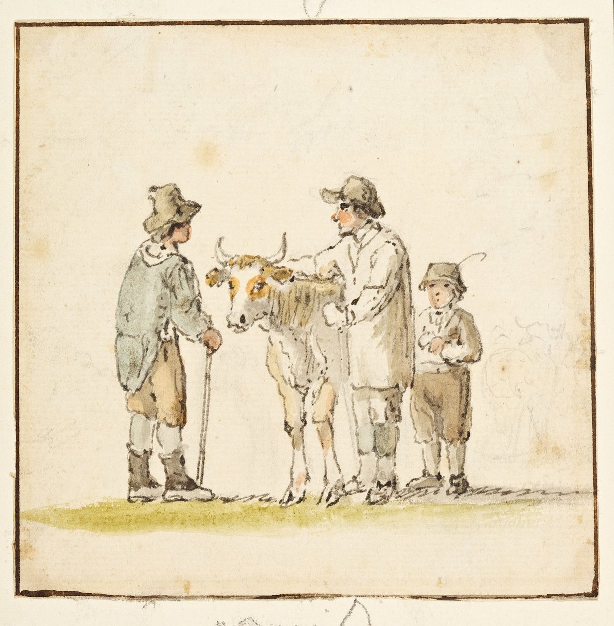 Studie af rustikke figurer (blæk på papir) af Anthony Devis