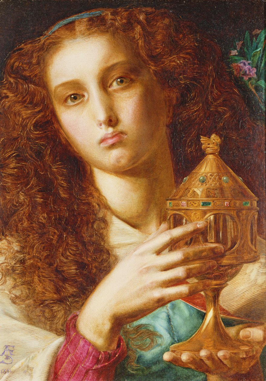 Kong Pelles datter med Sancgraal, 1861 af Anthony Frederick Augustus Sandys
