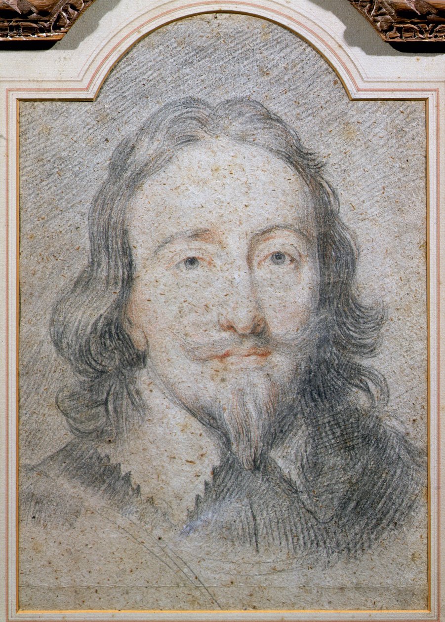 Charles I (1600-49) (kul og kridt på papir) af Anthony van Dyck