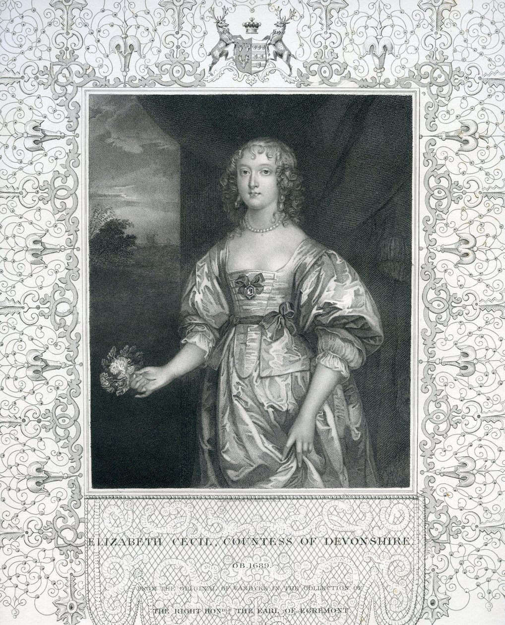 Elizabeth Cavendish, grevinde af Devonshire, midten af det 17. århundrede af Anthony van Dyck