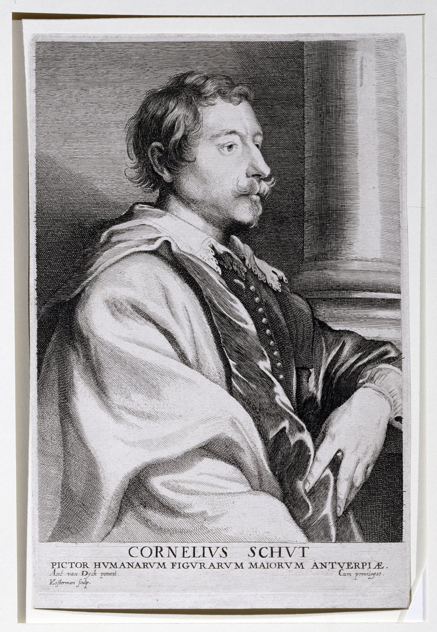 Portræt af Cornelis Schut (1597-1655), en elev af Rubens, graveret af Lucas Vorsterman (1624-67) til Van Dycks 