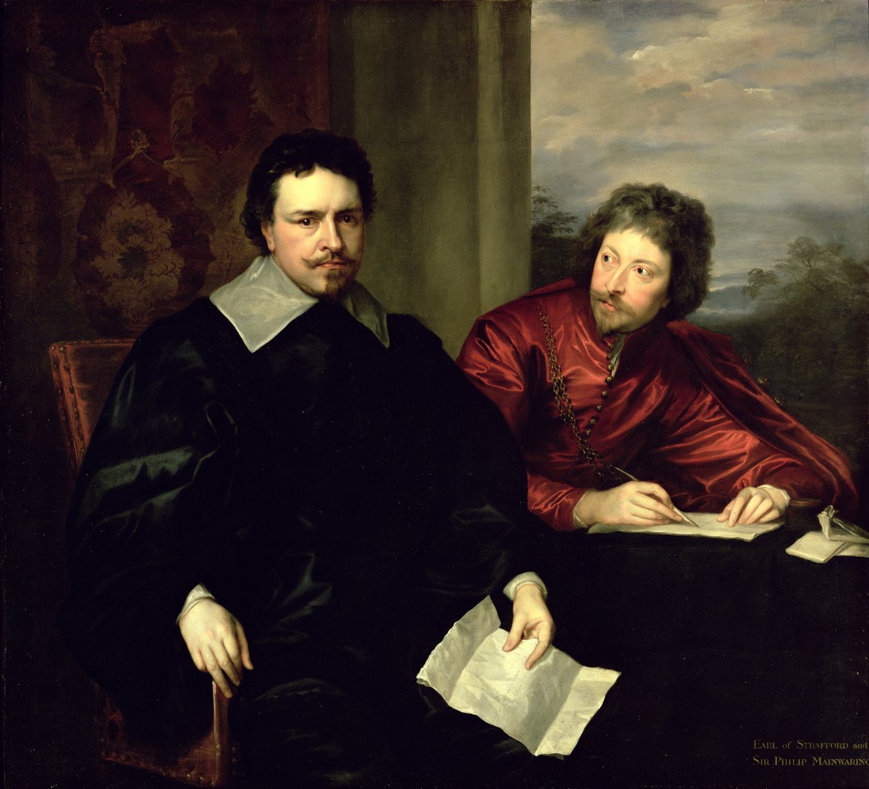 Portræt af Thomas Wentworth, jarl af Strafford (1593-1641) og hans sekretær, sir Philip Mainwaring (1589-1661), ca. 1634 af Anthony van Dyck