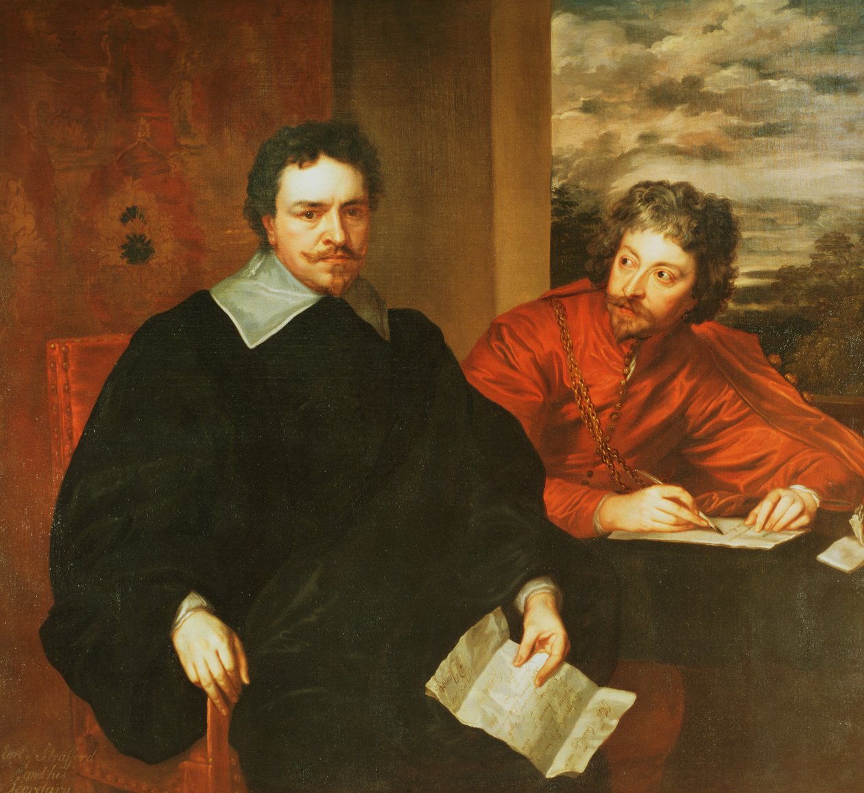 Thomas Wentworth, jarl af Strafford (1593-1641) og hans sekretær, Sir Philip Mainwaring (1589-1661) 1640 (for original se 91603) af Anthony van Dyck