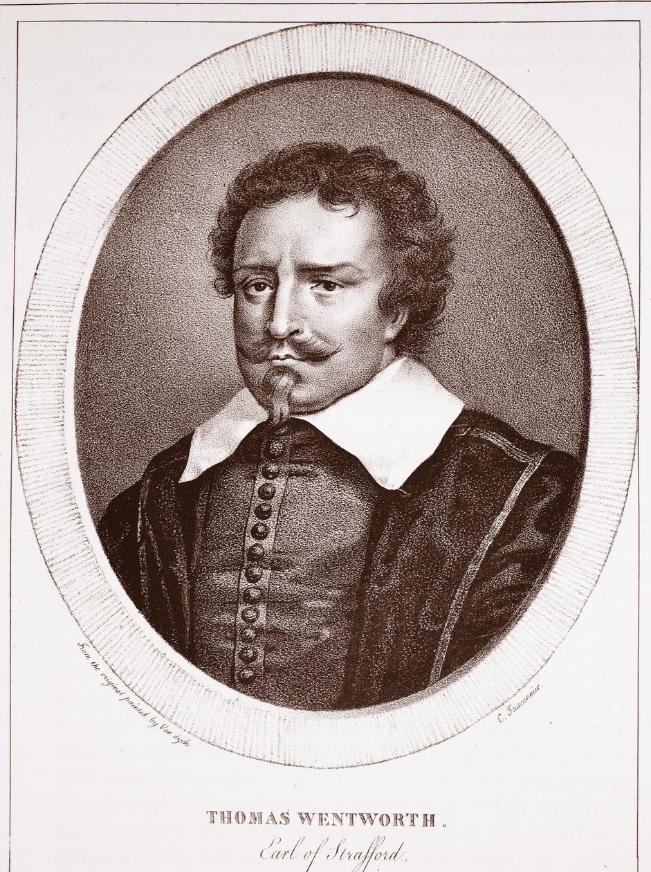 Thomas Wentworth, jarl af Strafford, tilskrevet C. Fauconnier, graveret af de Langlume af Anthony van Dyck