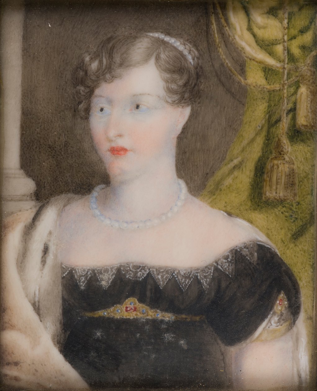 Portræt af prinsesse Charlotte af Wales (1796-1817), ca. 1812-17 (olie på papir) af Anthony (after) Stewart