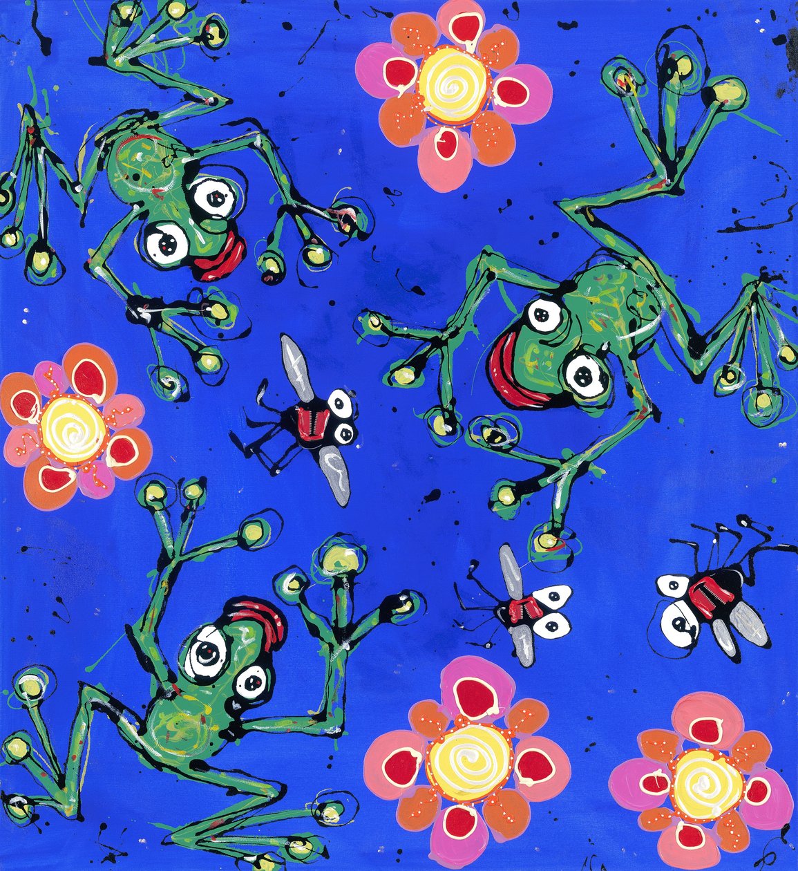 Frog Wallpaper, 2008 (emaljeret akryl lynlåse på lærred) af Anthony Breslin