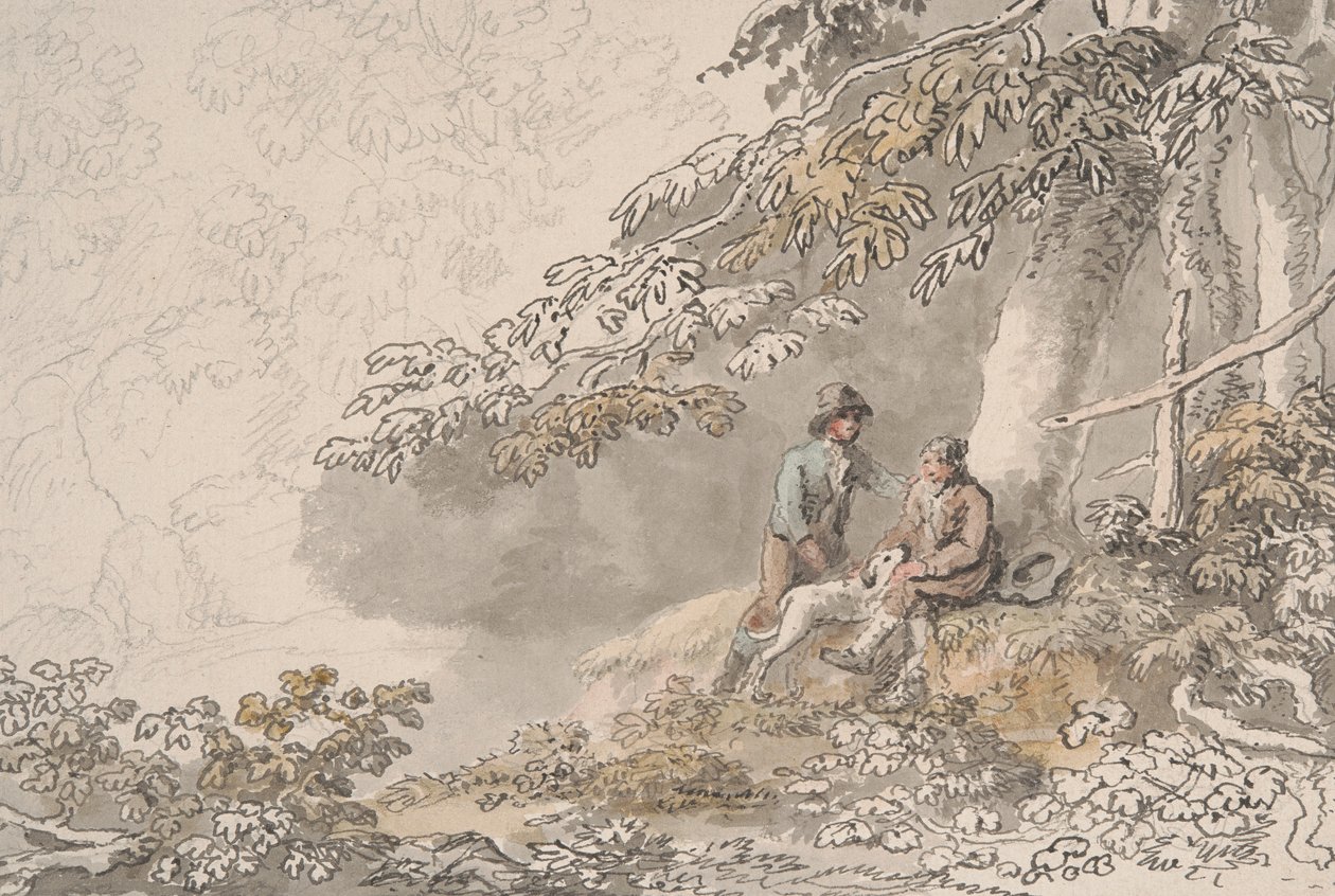 To drenge og en hund i en skov af Anthony Devis