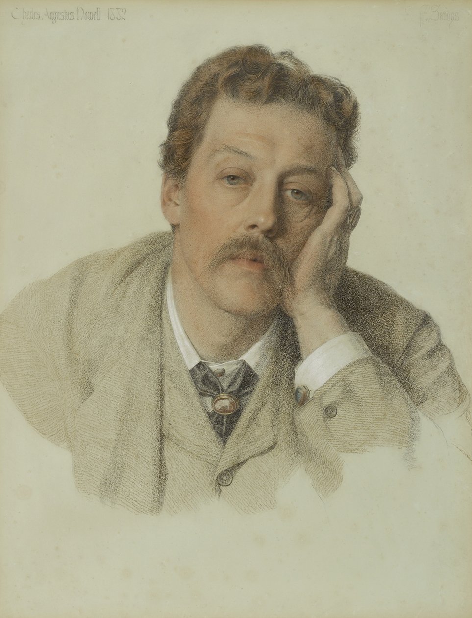 Charles Augustus Howell, 1882 (farvet kridt på lyseblåt papir) af Anthony Frederick Augustus Sandys