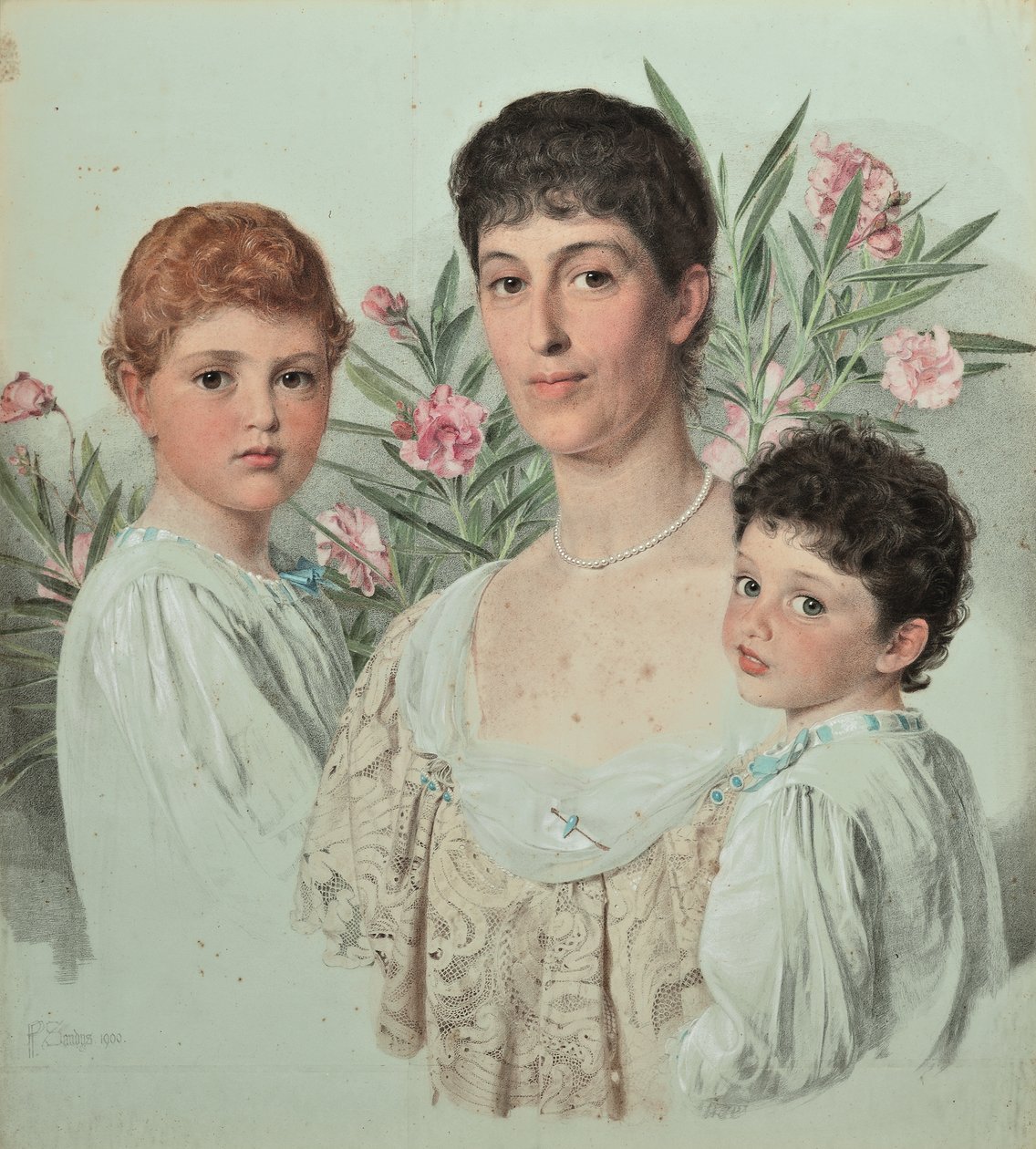 Portræt af en mor og hendes to børn af Anthony Frederick Augustus Sandys