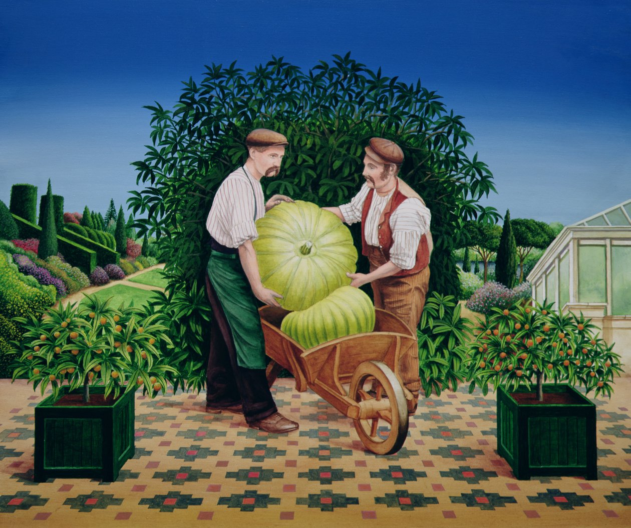 Gardeners, 1990 (akryl om bord) af Anthony Southcombe