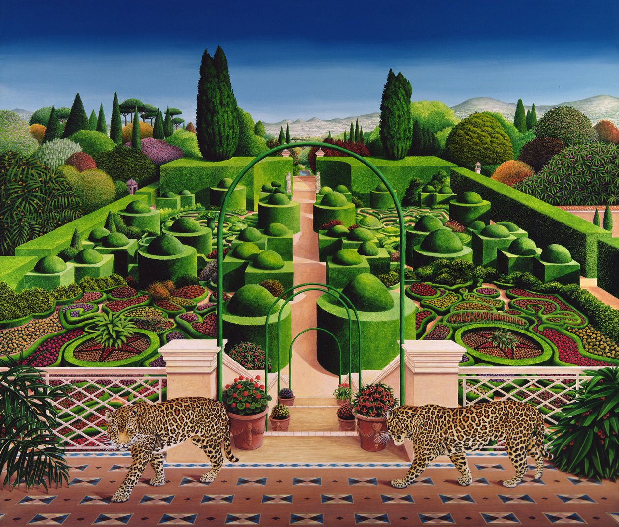 Italian Garden, 1987 (akryl om bord) af Anthony Southcombe