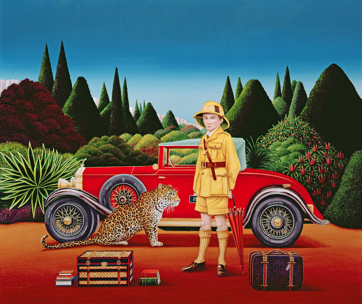 Red Rolls Royce, 1992 (akryl om bord) af Anthony Southcombe