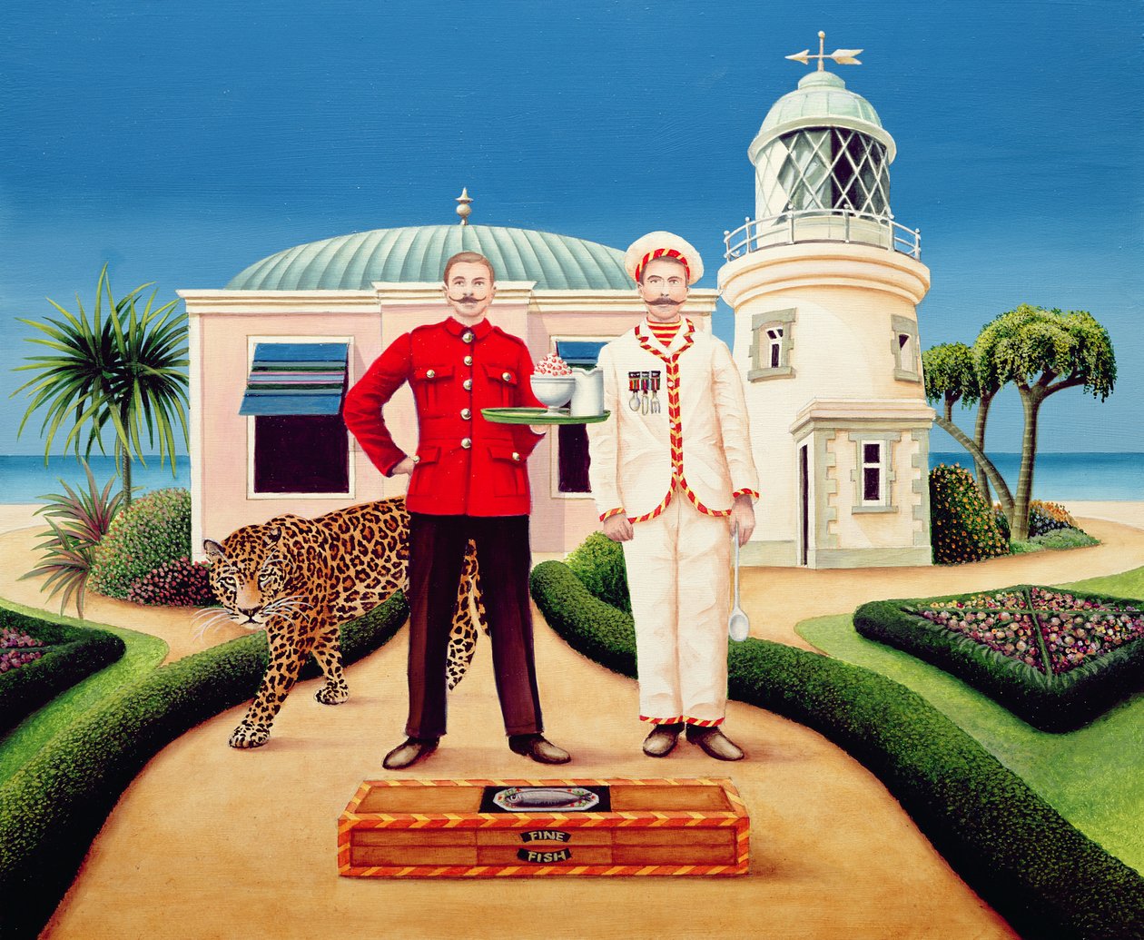 The Cook and Waiter, 1996 (akryl om bord) af Anthony Southcombe