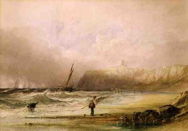 En blæsende dag i Scarborough (akvarel) af Anthony Vandyke Copley Fielding