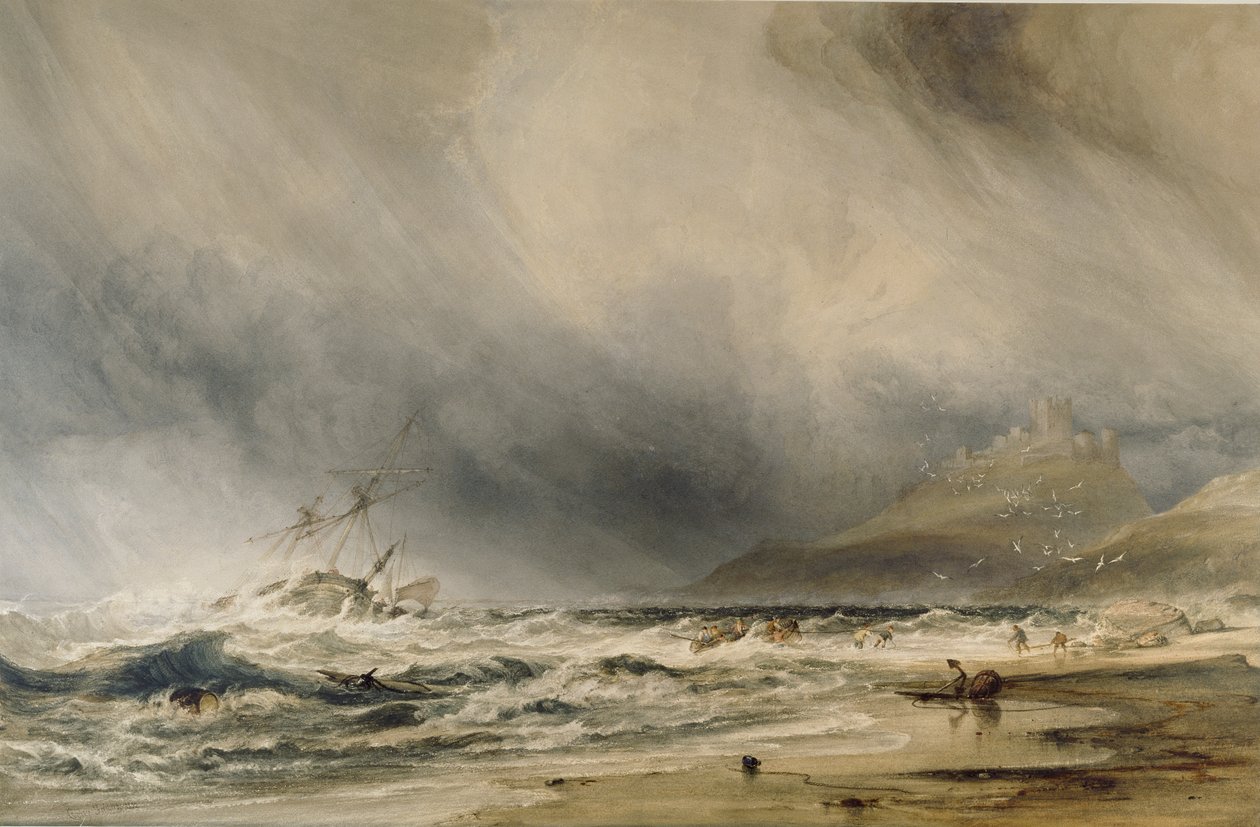 Bambourough Castle, 1852 af Anthony Vandyke Copley Fielding