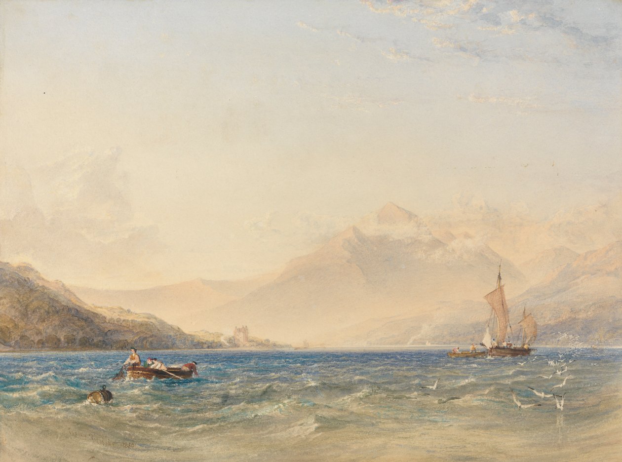 Lederen af Loch Fyne med Dindarra Slot af Anthony Vandyke Copley Fielding