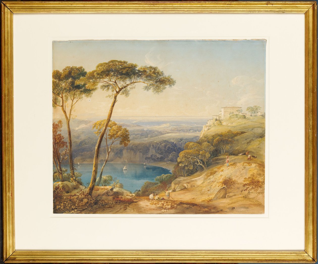 Nemi-søen (akvarel på papir) af Anthony Vandyke Copley Fielding