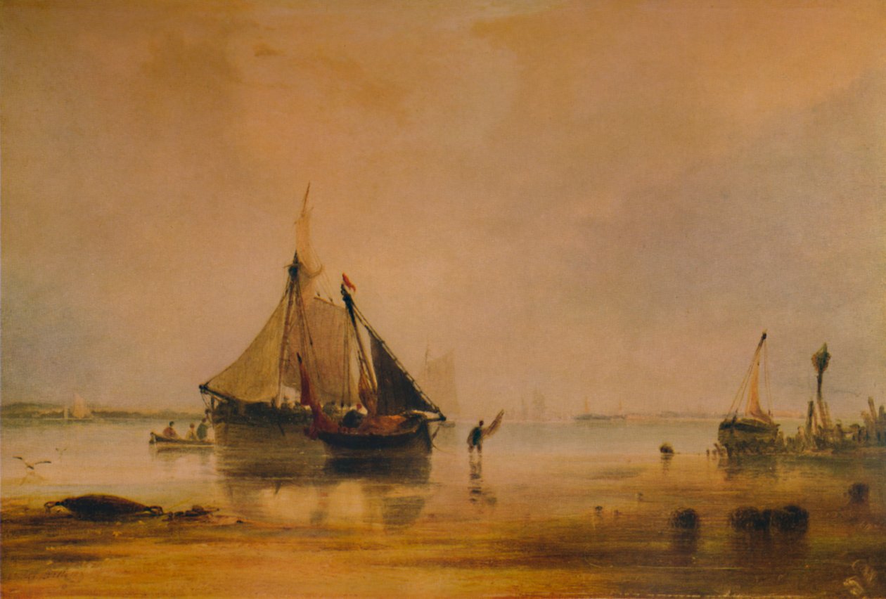 Fartøjer på kysten nær Southampton, c1831, 1935 af Anthony Vandyke Copley Fielding