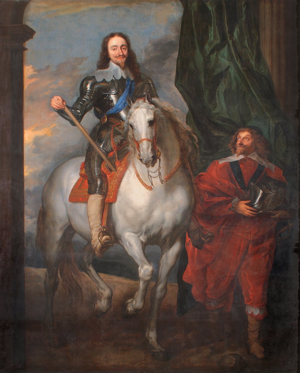 Charles I til hest med M. De St. Antoine (olie på lærred) af Anthony van (after) Dyck