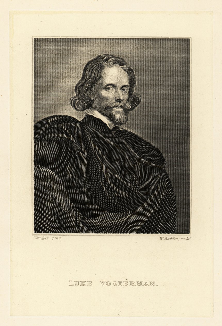 Portræt af Lucas Vorsterman den Ældre, barokgravør af Anthony van (after) Dyck
