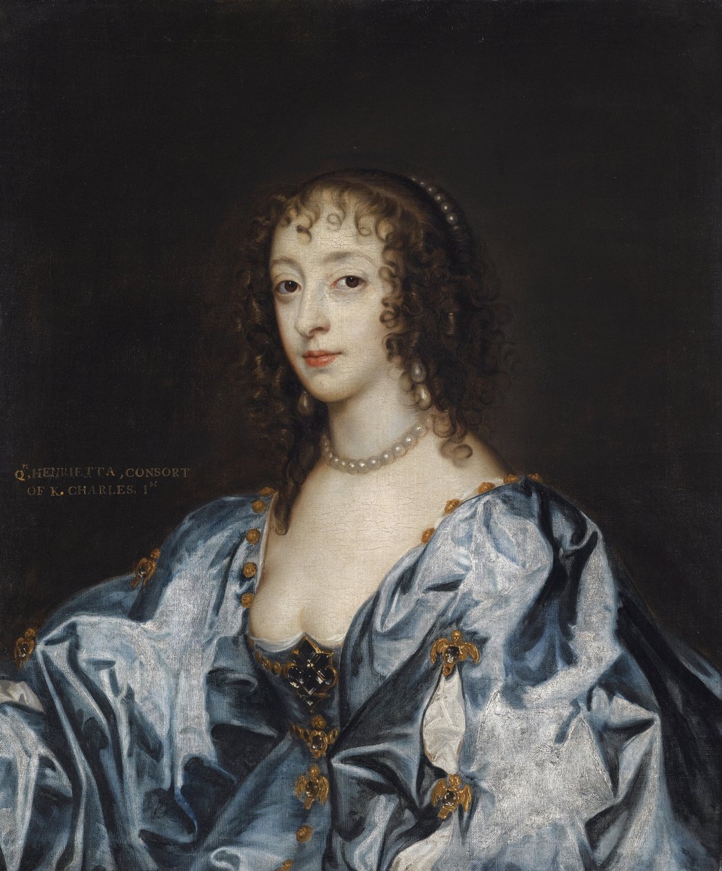 Henriette Marie de France - Portræt af Dronning Henrietta Maria af Frankrig (1609-1669) af Dyck, Sir Anthony van af Anthony van (studio of) Dyck