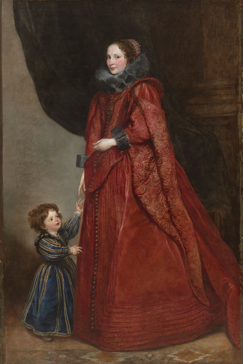 En genuesisk dame med sit barn af Anthony van Dyck