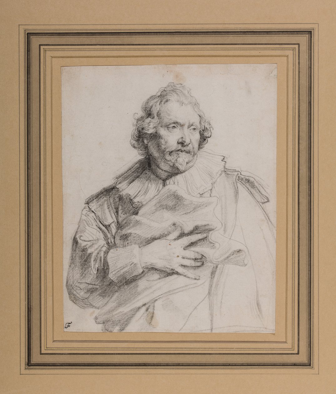 Carolus de Mallery, c.1632-35 (sort kridt på hvidbog) af Anthony van Dyck