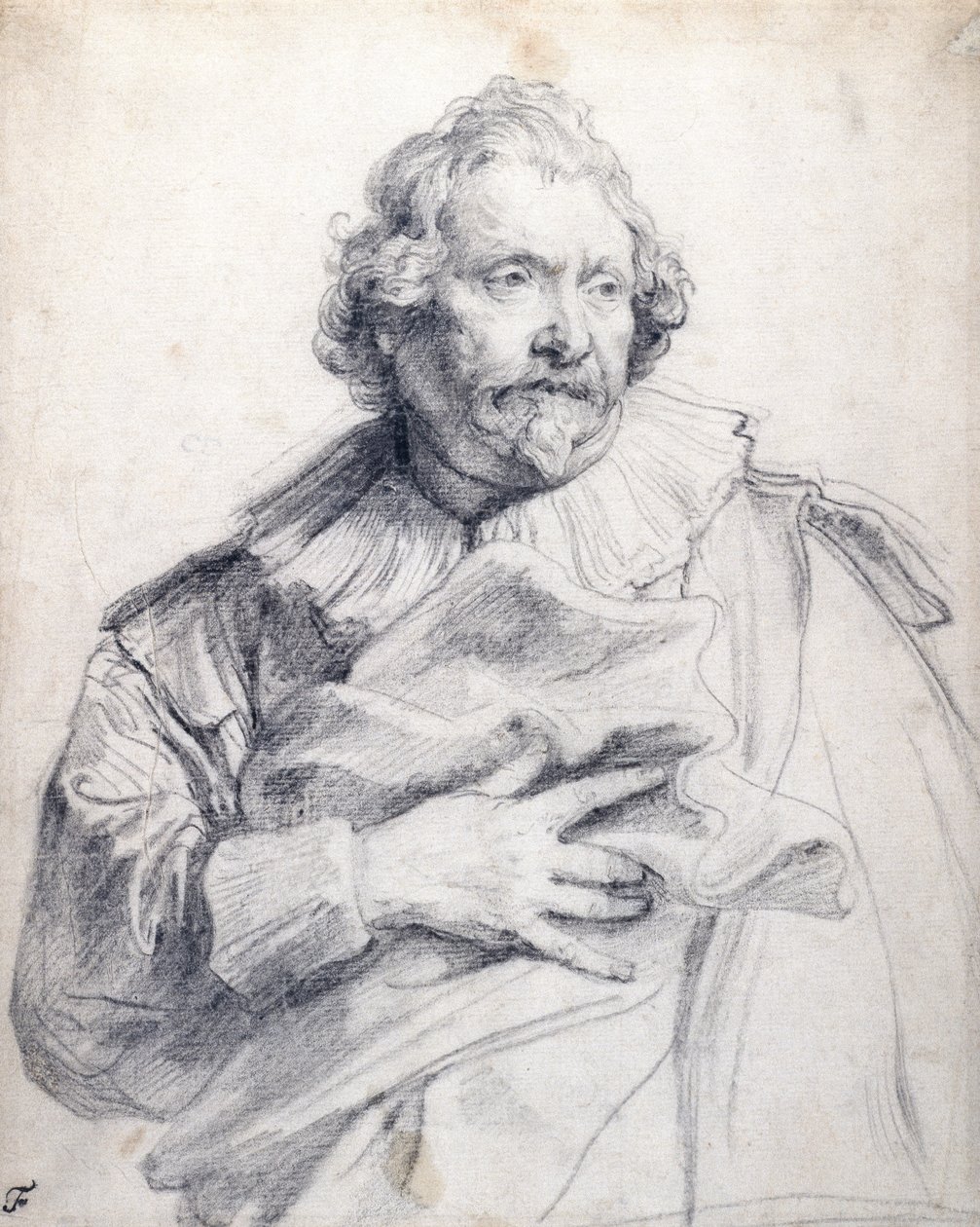 Carolus de Mallery, ca. 1632-35 (sort kridt på hvidt papir) af Anthony van Dyck