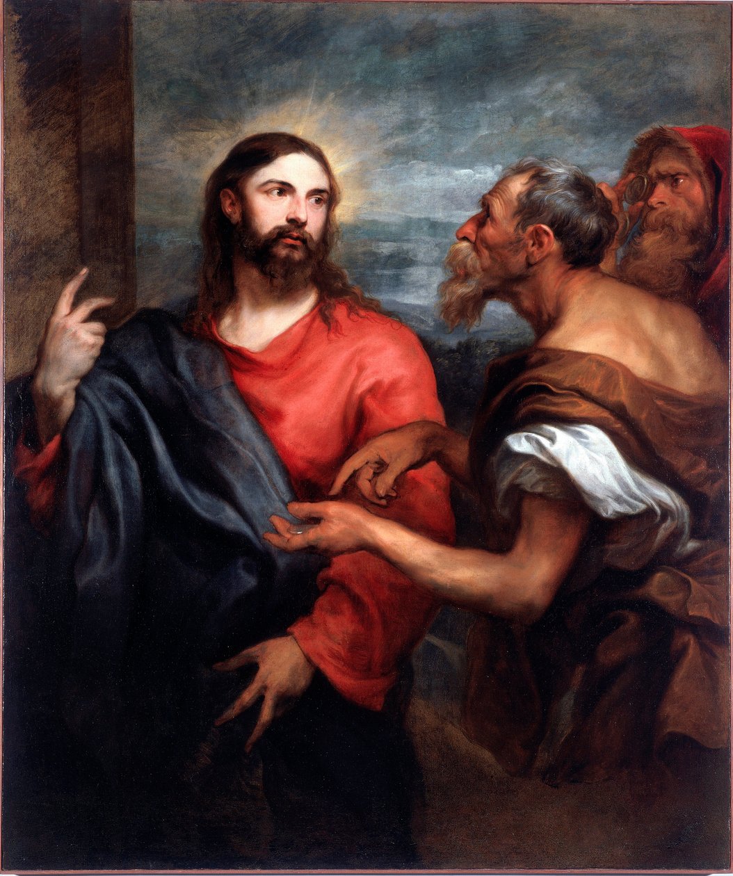 Kristus har valutaen eller ""betalingen af hyldesten"" Maleri af Antonia Van Dyck (1599-1641) 1623-1624 Søn. 140x120 cm Gener, Galleria di Palazzo Bianco af Anthony van Dyck