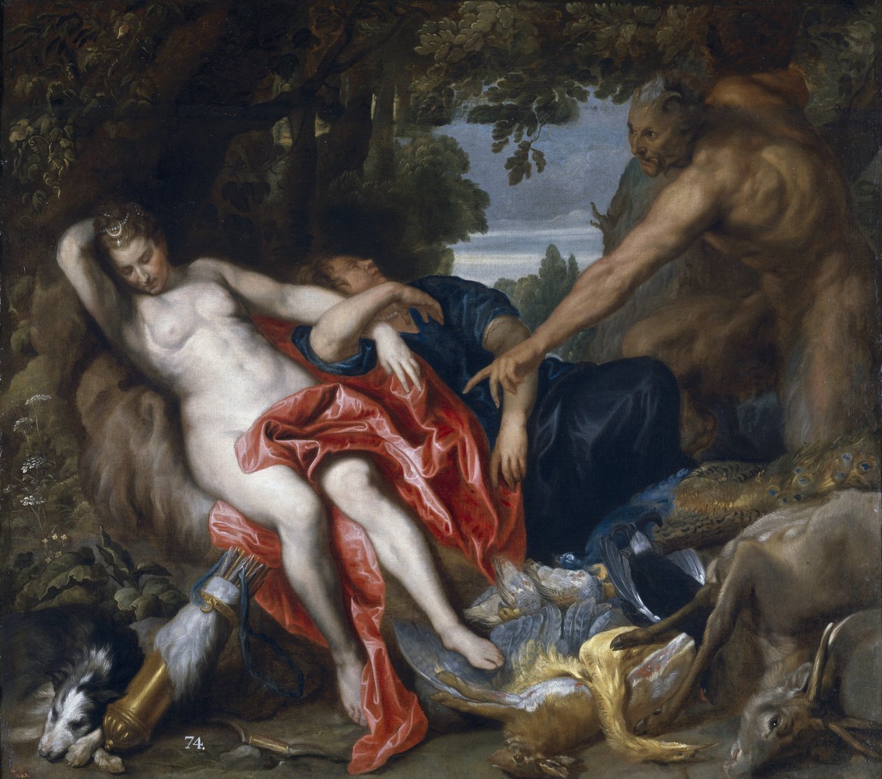 Diana og hendes nymfe overrasket af satyr af Anthony van Dyck