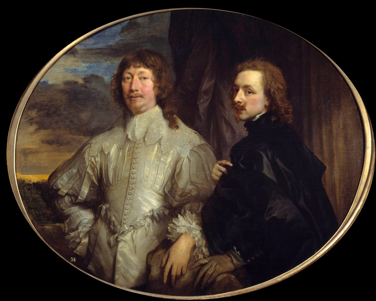 Dobbeltportræt af Sir Endymion Porter og kunstneren. Endimion eller Endymion Porter (1587-1649), diplomat ved hoffet i England og beskytter af Van Dyck. Maleri af Anton (Antoon eller Anthony) van Dyck (1599-1641) 1623 Madrid, Musee du Prado - Dobbeltport af Anthony van Dyck