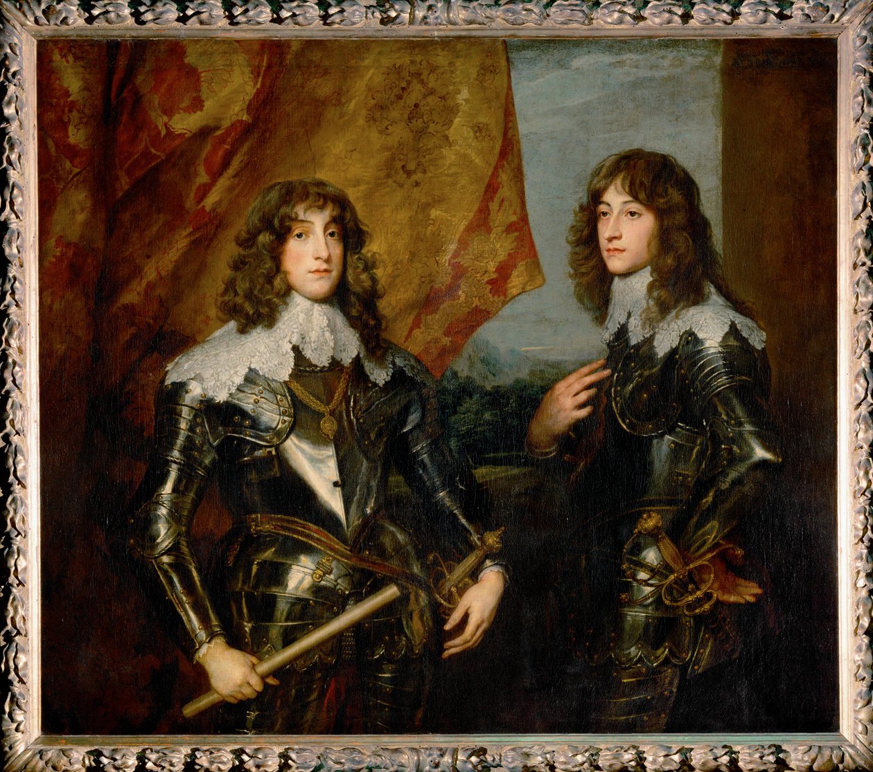 Dobbeltportræt af pfalzfyrsterne Karl Ludwig I, kurfyrste, og hans bror Robert, sønner af Friedrich V ... af Anthony van Dyck
