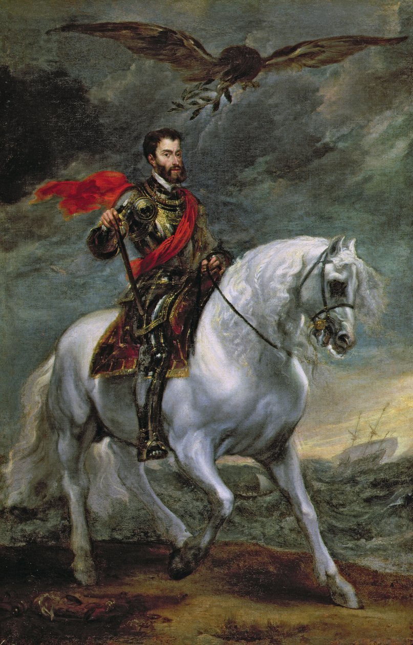 Kejser Karl V (1500-58) til hest, 1620 af Anthony van Dyck