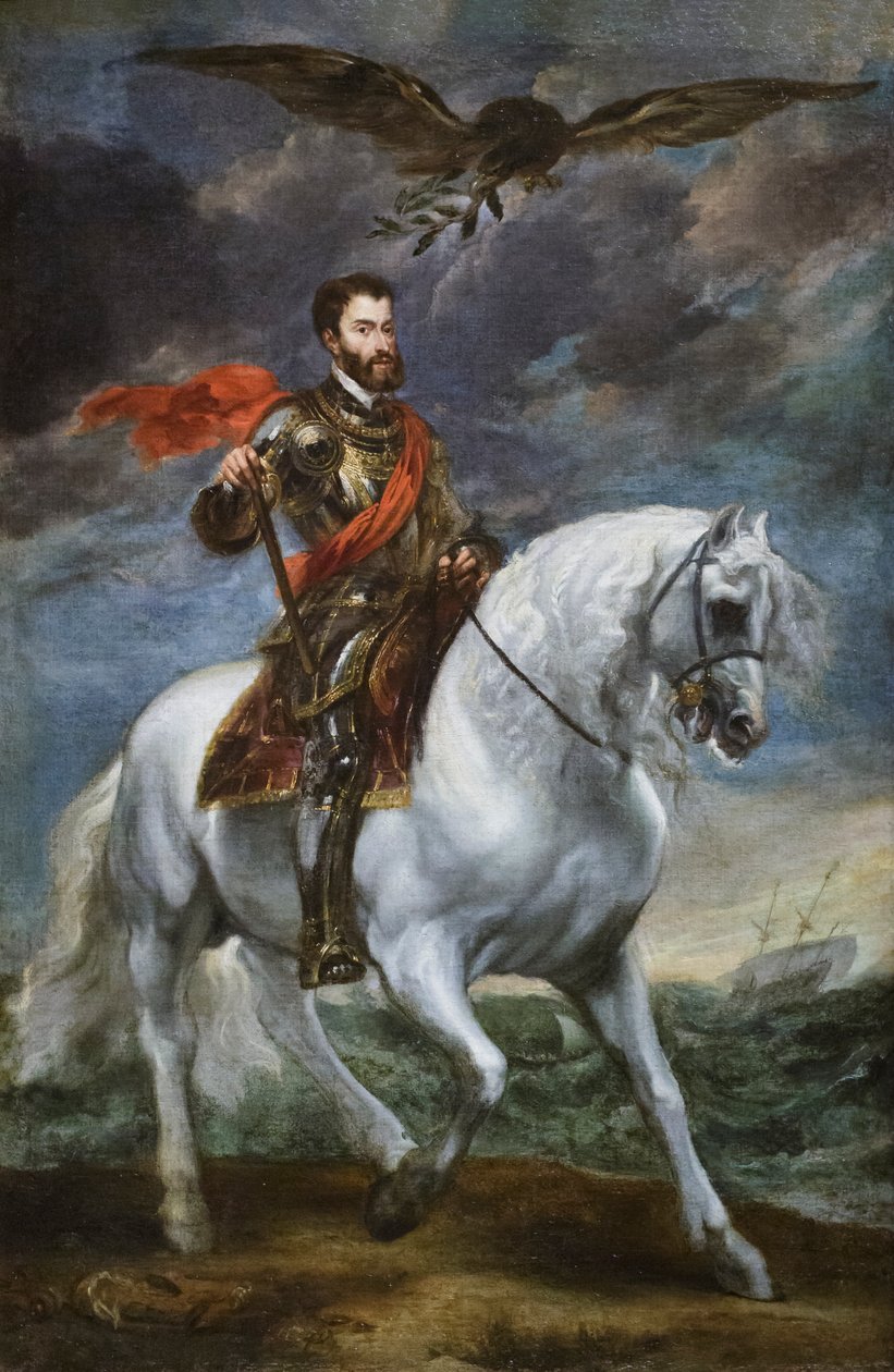 Ridesportræt af kejser Karl V, 1621-27 (olie på lærred) af Anthony van Dyck