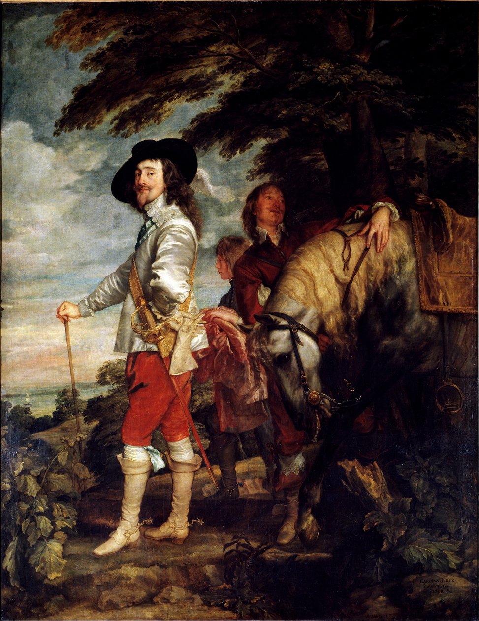 Popportræt i fuld længde af Charles I af England, også kendt som kongen på jagt, ca. 1635 (olie på lærred) af Anthony van Dyck