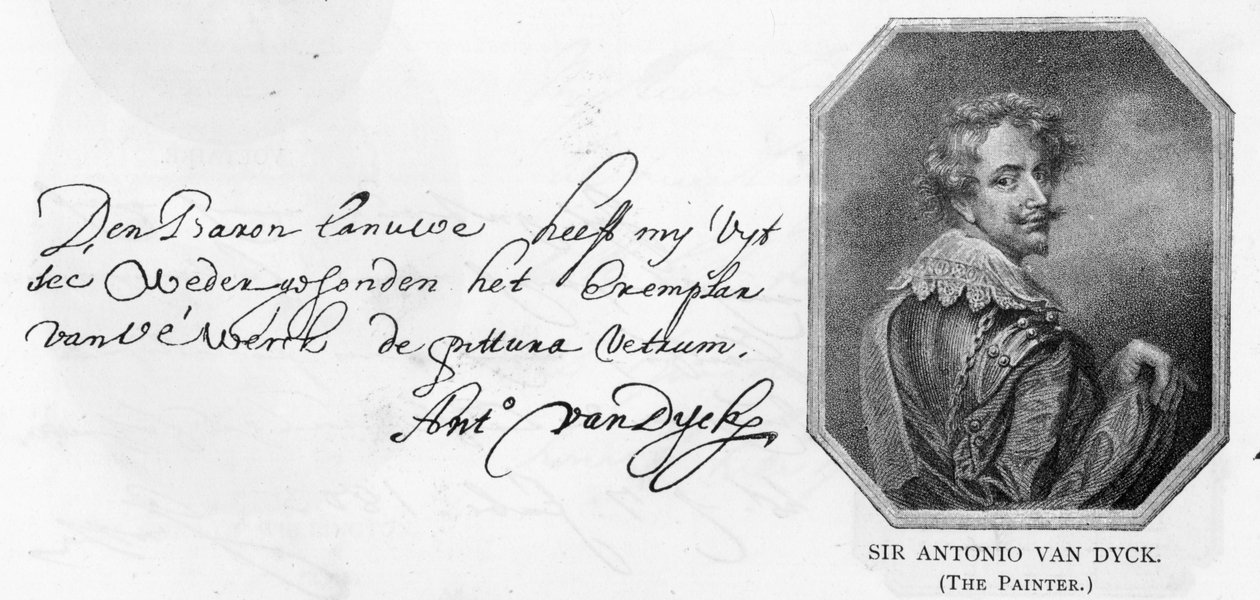 Håndskrift og underskrift af Van Dyck, 14. august, 1636 af Anthony van Dyck