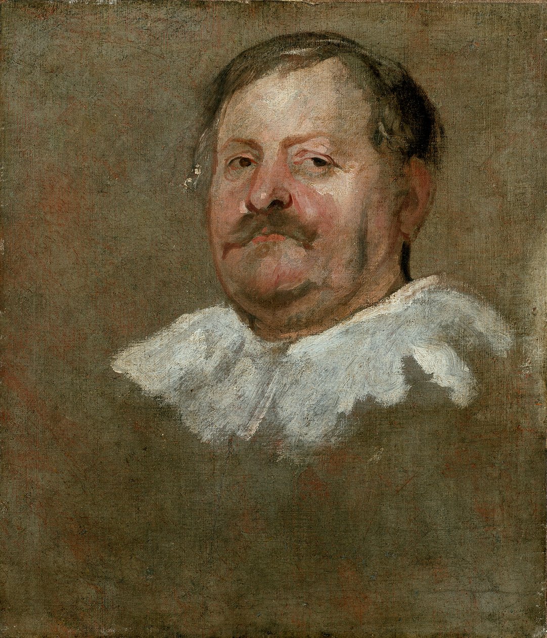 Hovedet af en skægget mand iført et faldende ryg, 1628 af Anthony van Dyck