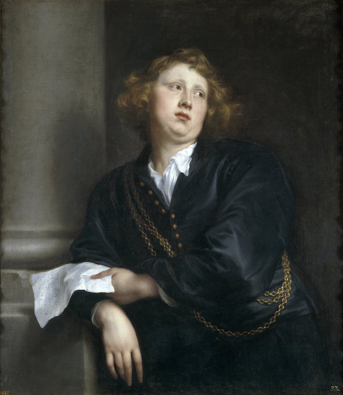 Henricus Liberti ou Hendrik van Groeninghen - Portræt af komponisten og organisten Henricus Liberti (1610-1669) - Peinture de Sir Anthonis (Anton ou Antoon) van Dyck (1599-1641) - 1627-1632 - Olie på lærred - 107x97 cm-Museo del Prado, Madrid af Anthony van Dyck