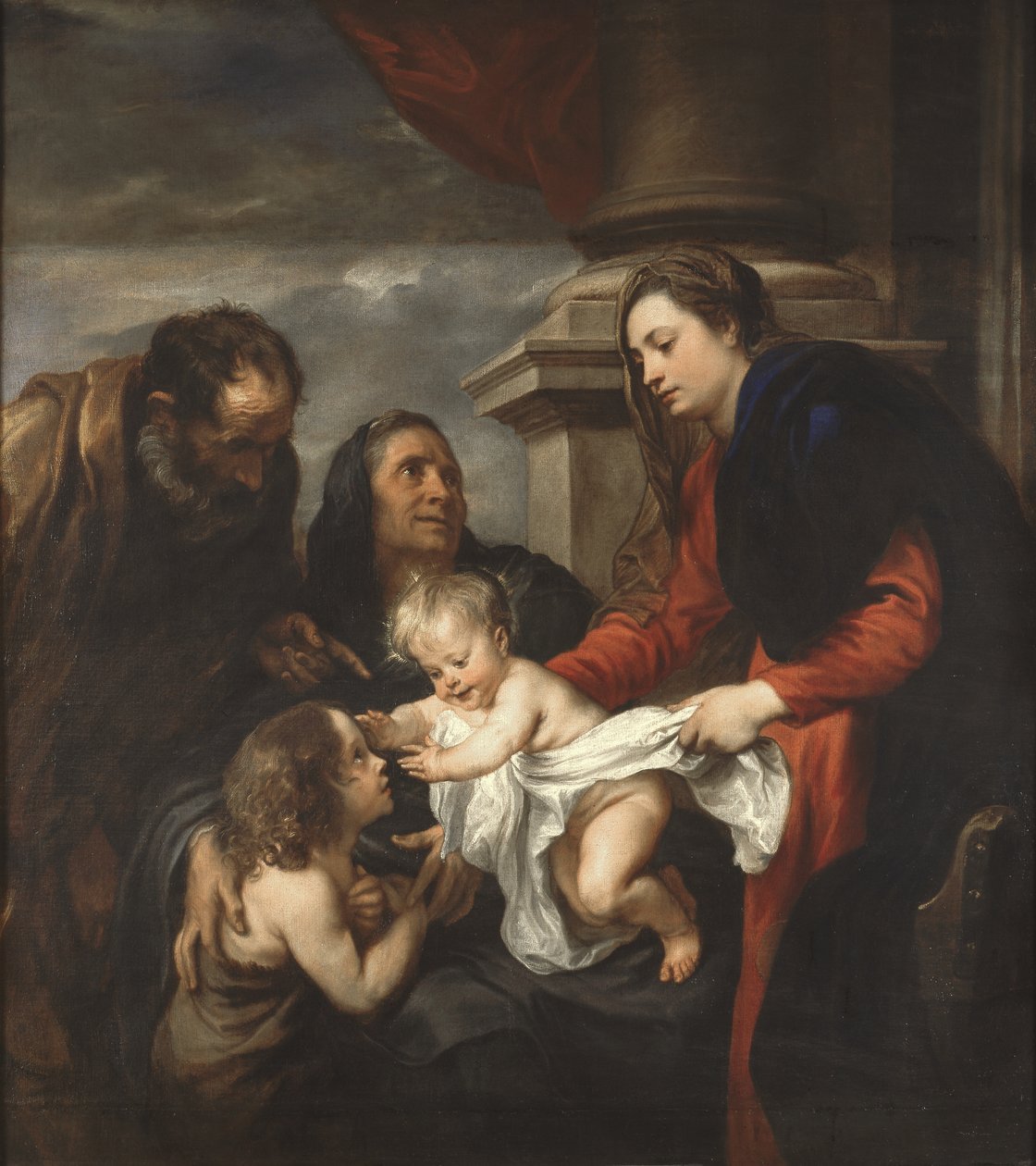Hellig familie med St. Elizabeth og St. John, ca. 1621-25 af Anthony van Dyck