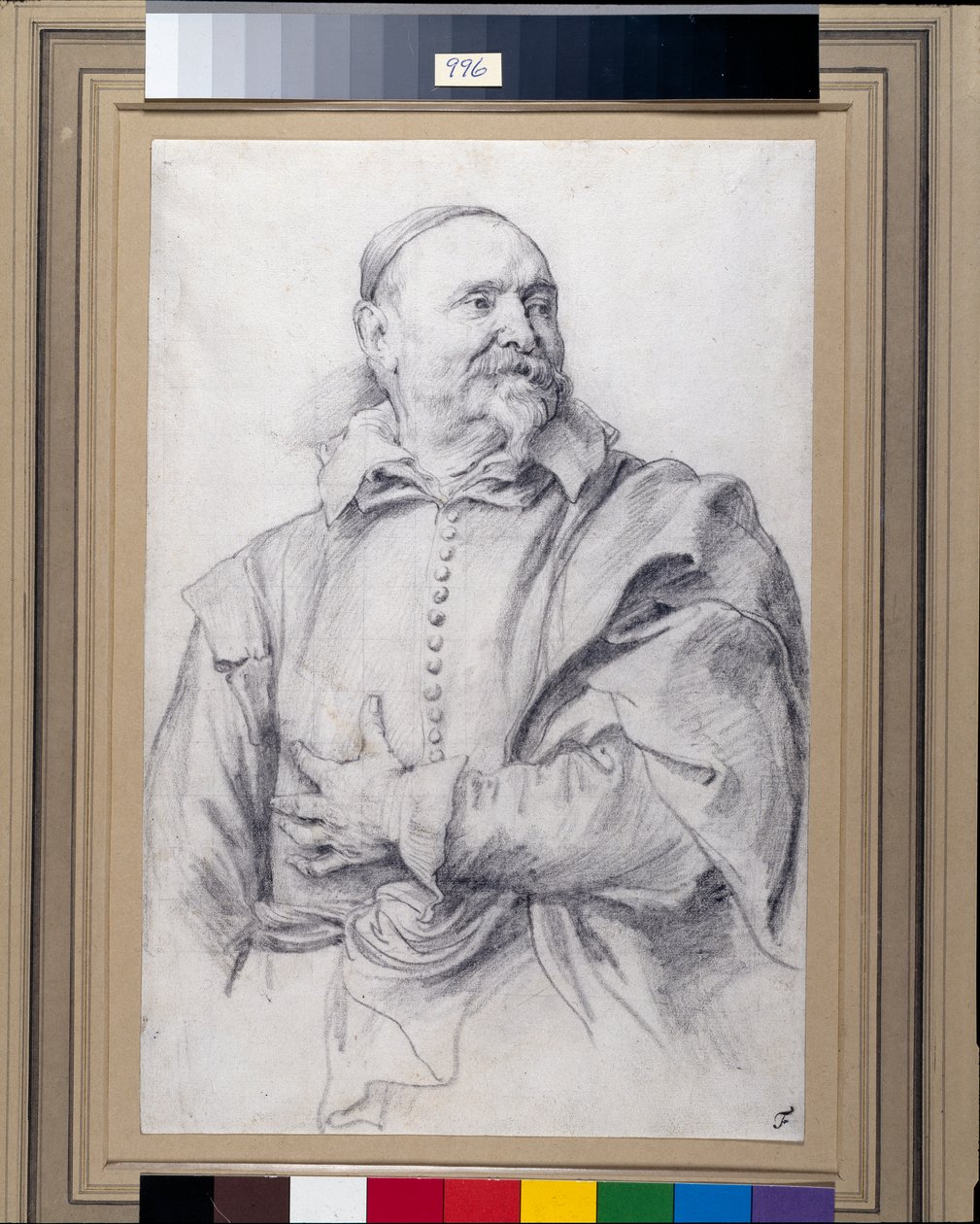 Jan Snellincx (sort kridt på hvidt papir) af Anthony van Dyck