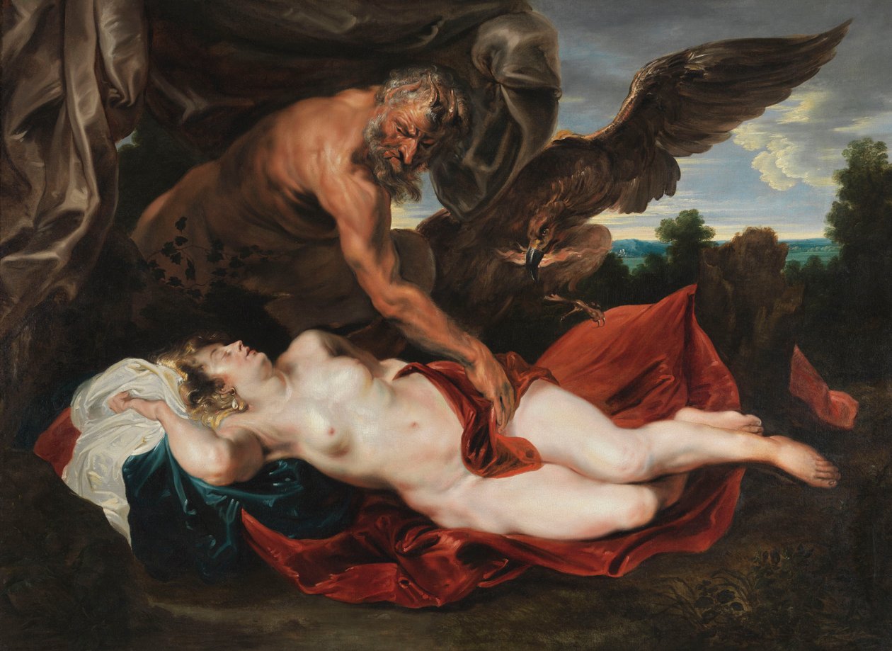 Jupiter og Antiope, ca. 1620 (olie på lærred) af Anthony van Dyck