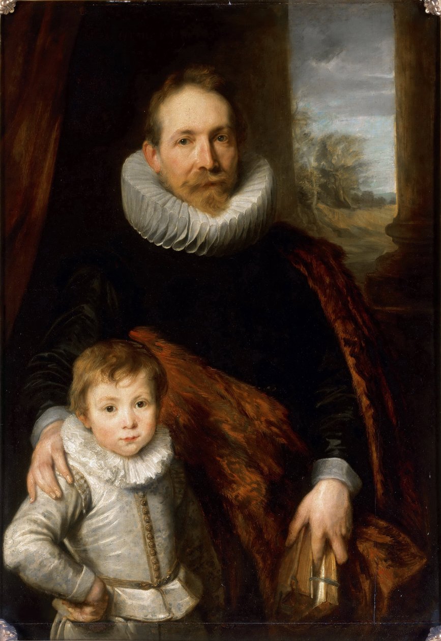 Portræt af en far med sin søn, også kendt som Portræt af præsident Richardot - Portræt af Jean Richardot (1540-1609) og hans søn, af Dyck, Sir Anthony van (1599-1641). Olie på lærred, ca. 1618. Mål: 115x82 cm. Louvre-museet, Paris af Anthony van Dyck