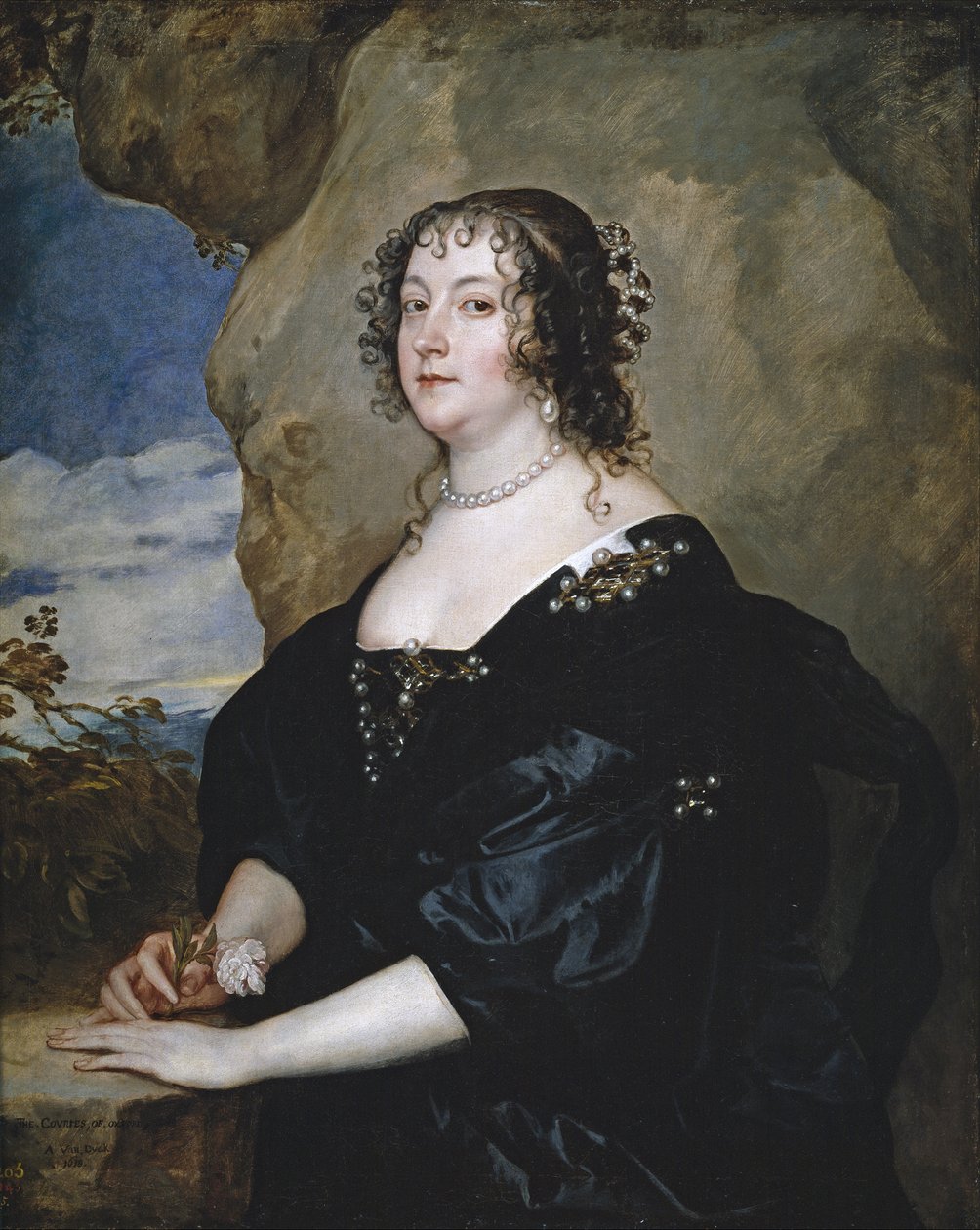 Portræt af Beatrice, grevinde af Oxford - Peinture de Sir Anthonis (Anton ou Antoon) van Dyck (1599-1641) - 1638 - Olie på lærred - 107x86 cm - Museo del Prado, Madrid af Anthony van Dyck
