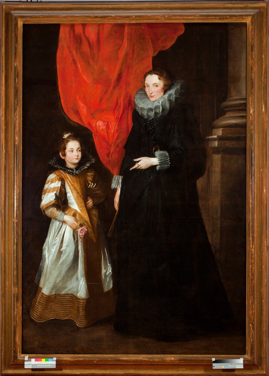 Portræt af Geronima Brignole-Sale (Brignole Sale), hustru til Gian Francesco I Brignole Sale, med sin datter Maria Amelia (Portræt af Geronima Brignole Sale og hendes datter Maria-Amelia) Maleri af Sir Anthonis (Anton eller Antoon) van Dyck (1599) -1641) 1 af Anthony van Dyck